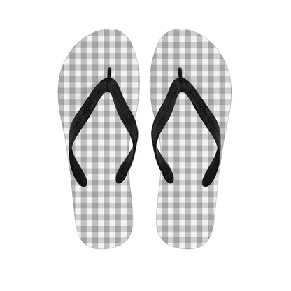 Grey And White Check Pattern Print Flip Flops