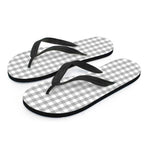 Grey And White Check Pattern Print Flip Flops