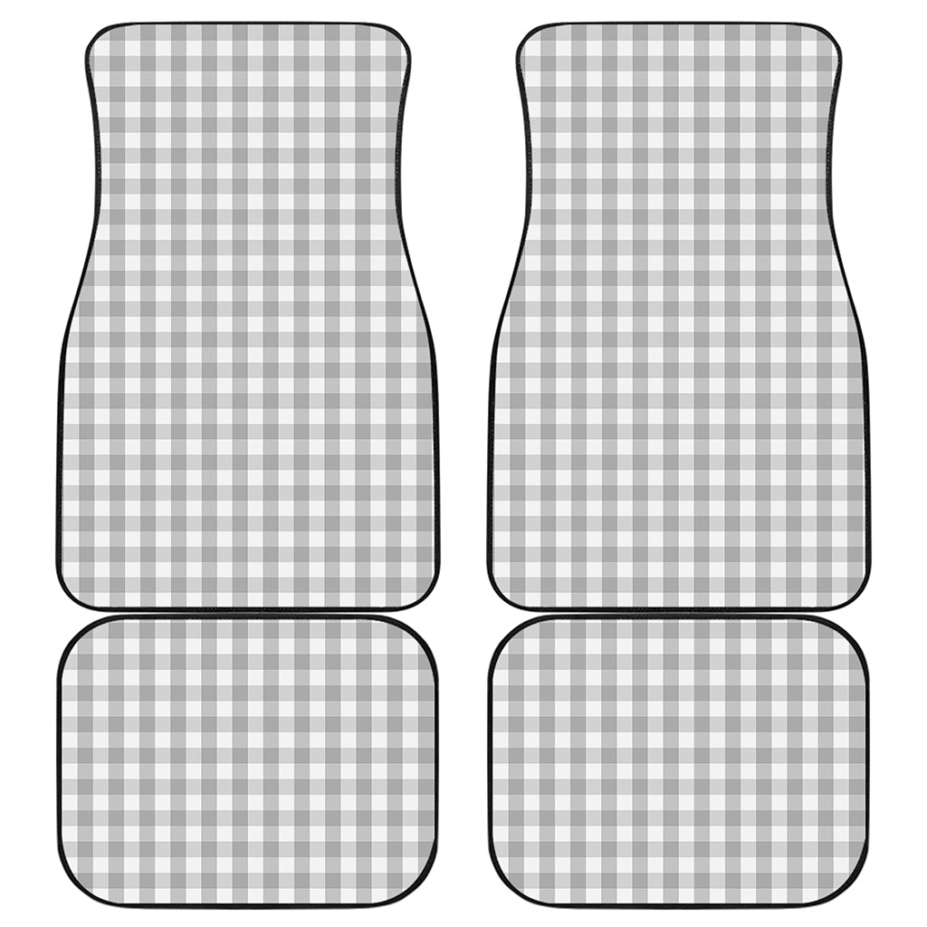 Grey And White Check Pattern Print Front and Back Car Floor Mats