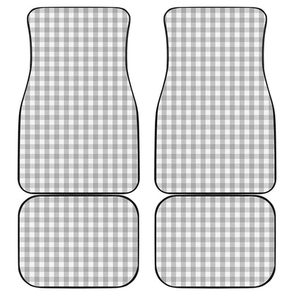 Grey And White Check Pattern Print Front and Back Car Floor Mats