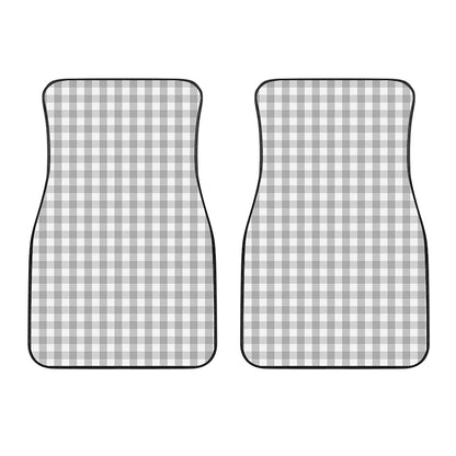 Grey And White Check Pattern Print Front Car Floor Mats