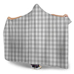 Grey And White Check Pattern Print Hooded Blanket
