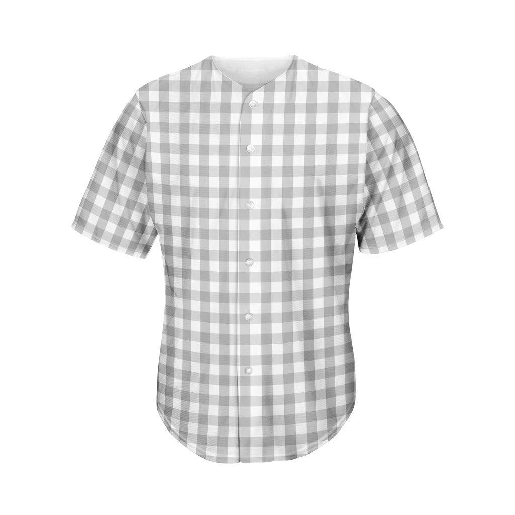 Grey And White Check Pattern Print Men's Baseball Jersey