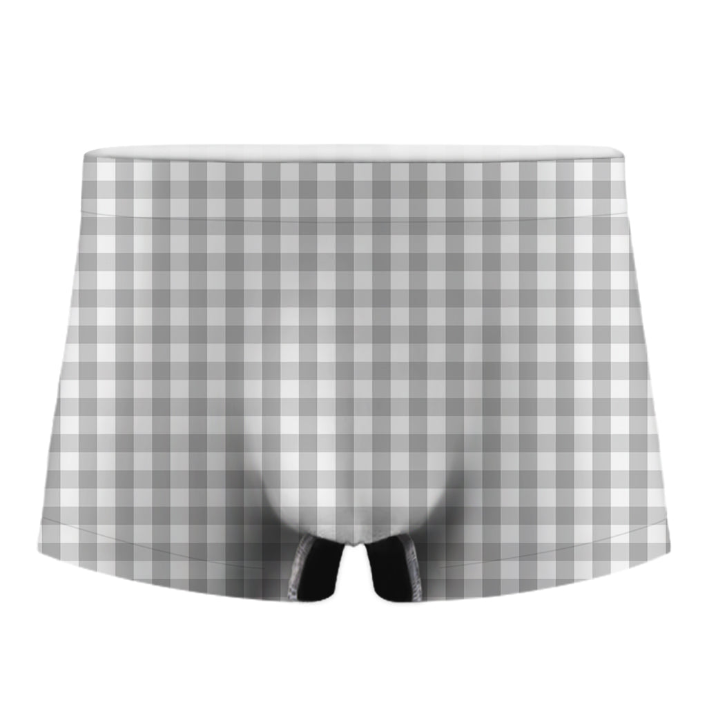 Grey And White Check Pattern Print Men's Boxer Briefs