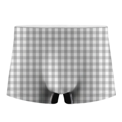 Grey And White Check Pattern Print Men's Boxer Briefs
