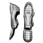 Grey And White Check Pattern Print Muay Thai Shin Guard