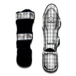 Grey And White Check Pattern Print Muay Thai Shin Guard