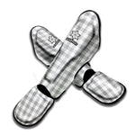 Grey And White Check Pattern Print Muay Thai Shin Guard