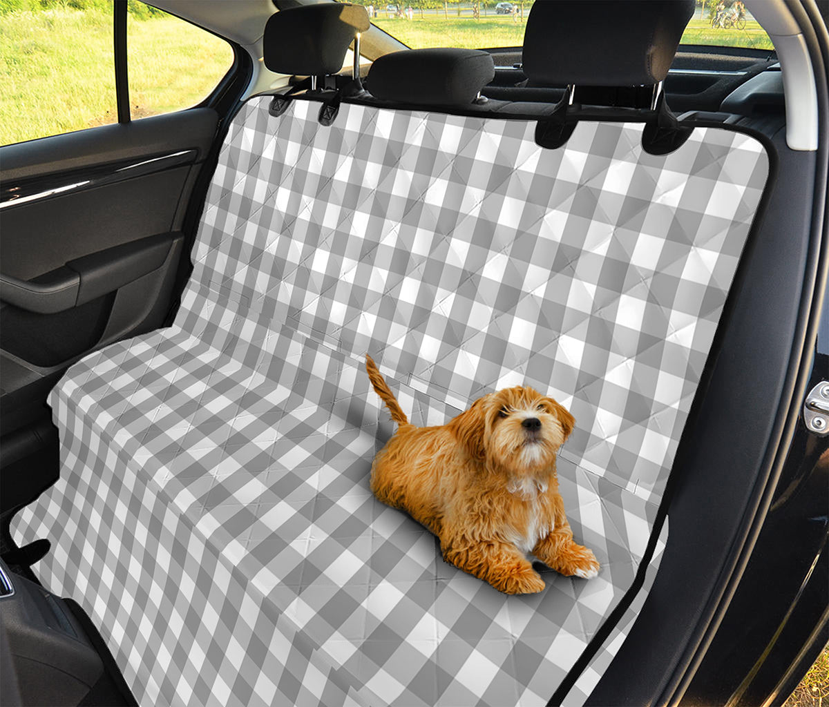 Grey And White Check Pattern Print Pet Car Back Seat Cover