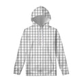Grey And White Check Pattern Print Pullover Hoodie