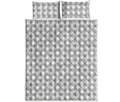 Grey And White Check Pattern Print Quilt Bed Set