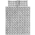 Grey And White Check Pattern Print Quilt Bed Set