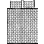 Grey And White Check Pattern Print Quilt Bed Set