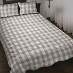Grey And White Check Pattern Print Quilt Bed Set