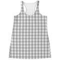 Grey And White Check Pattern Print Women's Racerback Tank Top