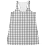 Grey And White Check Pattern Print Women's Racerback Tank Top