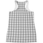 Grey And White Check Pattern Print Women's Racerback Tank Top