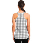 Grey And White Check Pattern Print Women's Racerback Tank Top