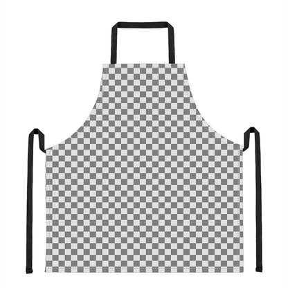 Grey And White Checkered Pattern Print Apron