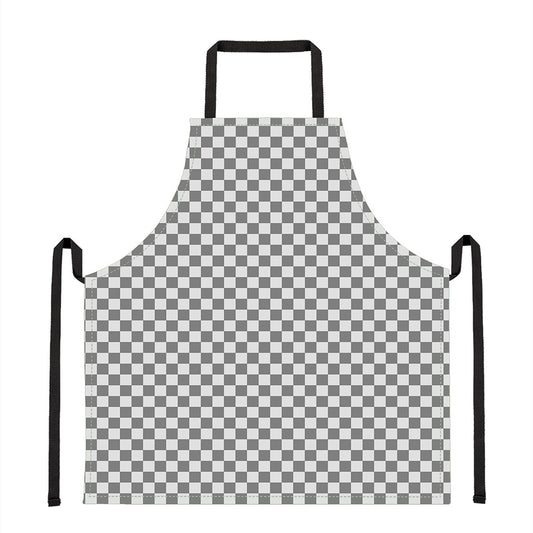 Grey And White Checkered Pattern Print Apron