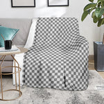 Grey And White Checkered Pattern Print Blanket
