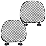 Grey And White Checkered Pattern Print Car Headrest Covers