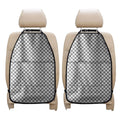 Grey And White Checkered Pattern Print Car Seat Organizers