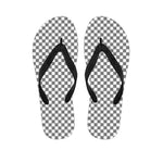 Grey And White Checkered Pattern Print Flip Flops