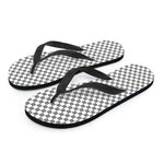Grey And White Checkered Pattern Print Flip Flops