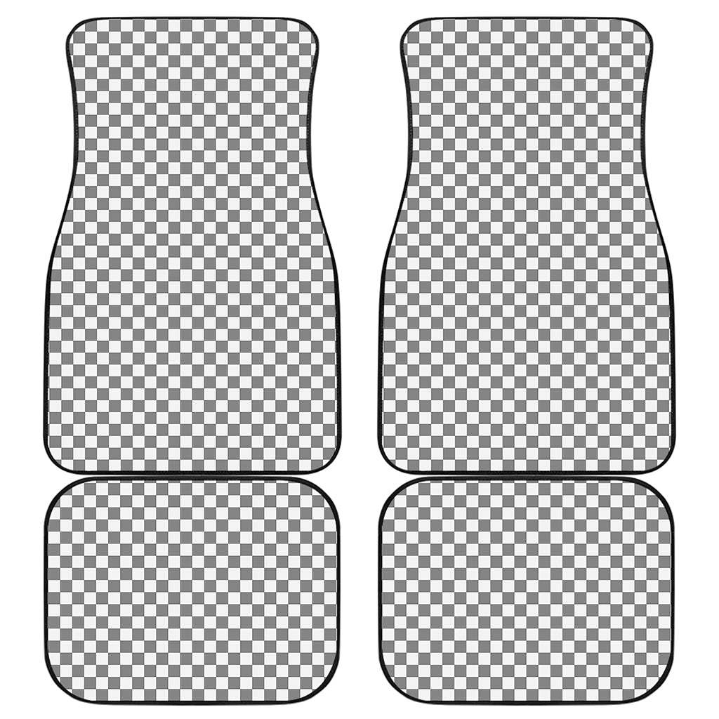 Grey And White Checkered Pattern Print Front and Back Car Floor Mats