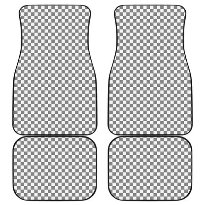 Grey And White Checkered Pattern Print Front and Back Car Floor Mats