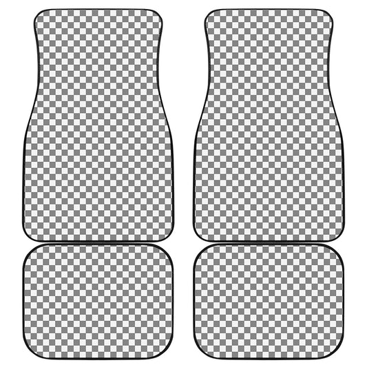 Grey And White Checkered Pattern Print Front and Back Car Floor Mats
