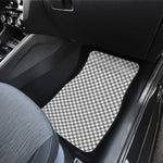 Grey And White Checkered Pattern Print Front and Back Car Floor Mats