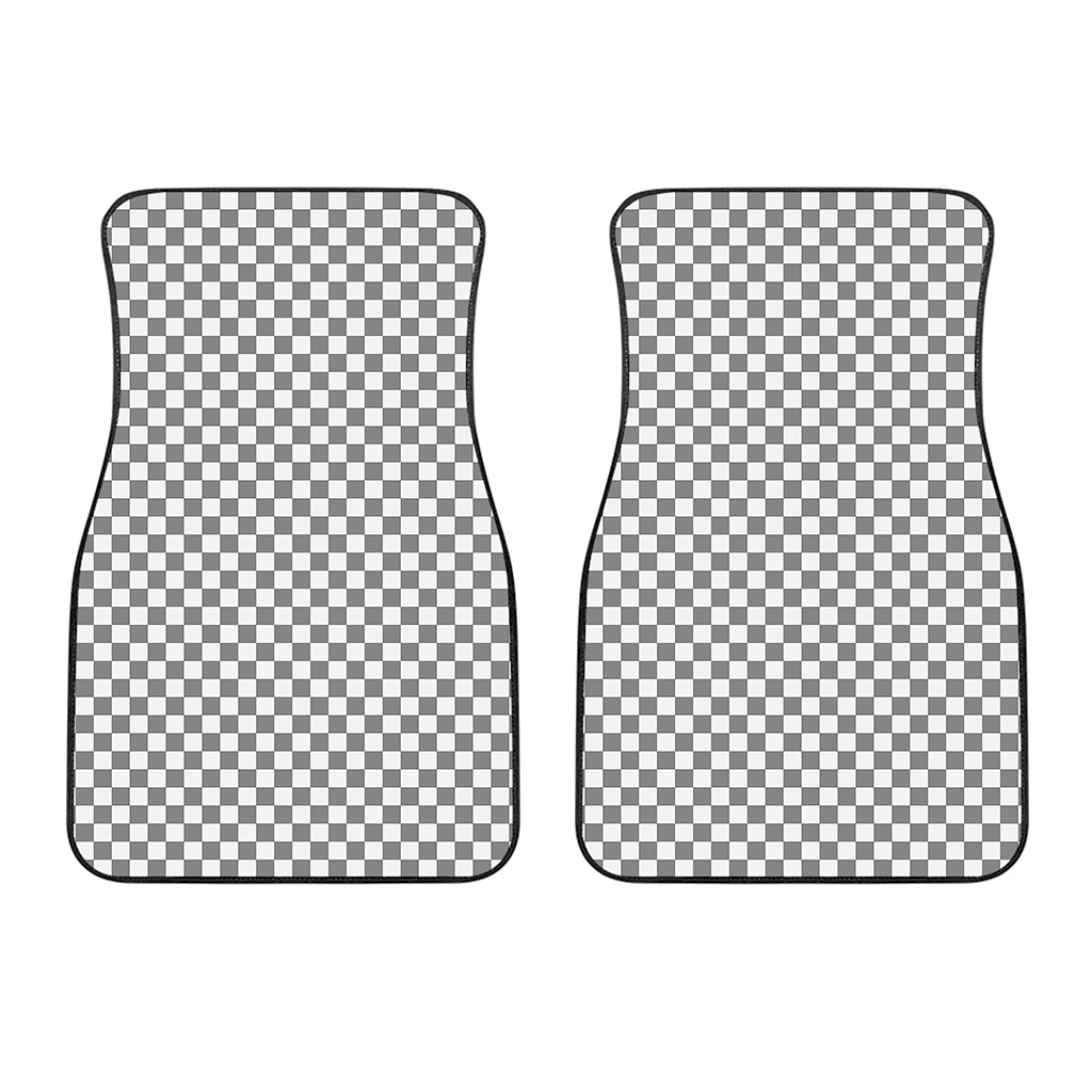 Grey And White Checkered Pattern Print Front Car Floor Mats