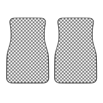 Grey And White Checkered Pattern Print Front Car Floor Mats