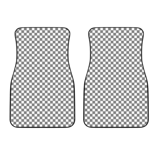 Grey And White Checkered Pattern Print Front Car Floor Mats