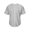 Grey And White Checkered Pattern Print Men's Baseball Jersey