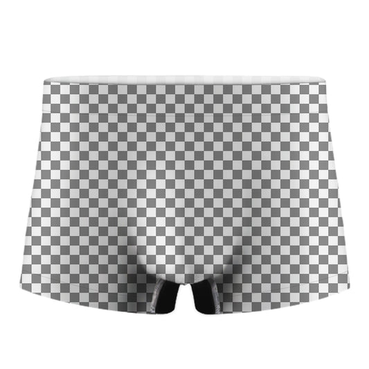 Grey And White Checkered Pattern Print Men's Boxer Briefs