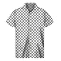 Grey And White Checkered Pattern Print Men's Short Sleeve Shirt