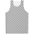 Grey And White Checkered Pattern Print Men's Tank Top