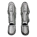 Grey And White Checkered Pattern Print Muay Thai Shin Guards