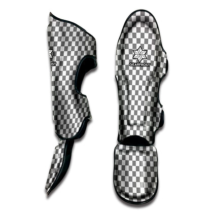 Grey And White Checkered Pattern Print Muay Thai Shin Guard