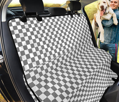 Grey And White Checkered Pattern Print Pet Car Back Seat Cover