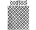 Grey And White Checkered Pattern Print Quilt Bed Set