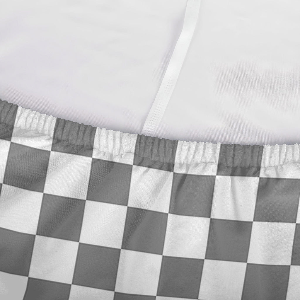 Grey And White Checkered Pattern Print Sofa Cover