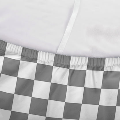 Grey And White Checkered Pattern Print Sofa Cover