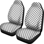 Grey And White Checkered Pattern Print Universal Fit Car Seat Covers