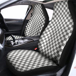 Grey And White Checkered Pattern Print Universal Fit Car Seat Covers