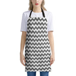 Grey And White Chevron Pattern Print Apron