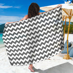 Grey And White Chevron Pattern Print Beach Sarong Wrap